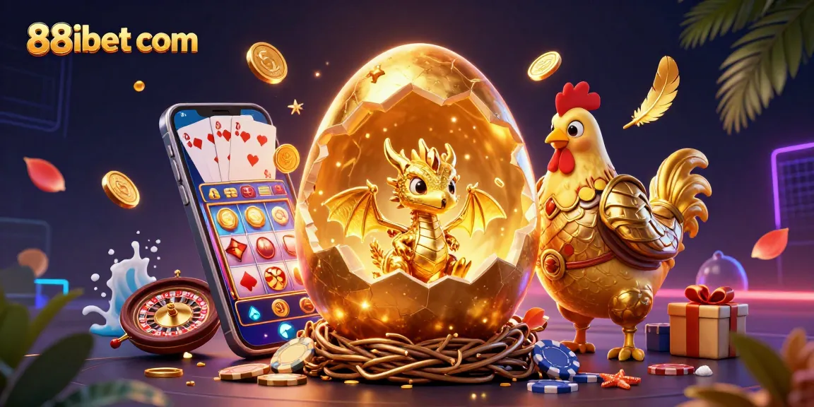 Engage with 88ibet com using a vibrant illustration of a golden dragon and casino elements.