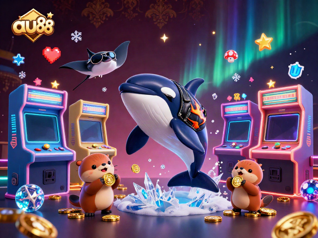 Experience captivating gaming excitement with au88 showcasing vibrant sea creatures and arcade game elements.