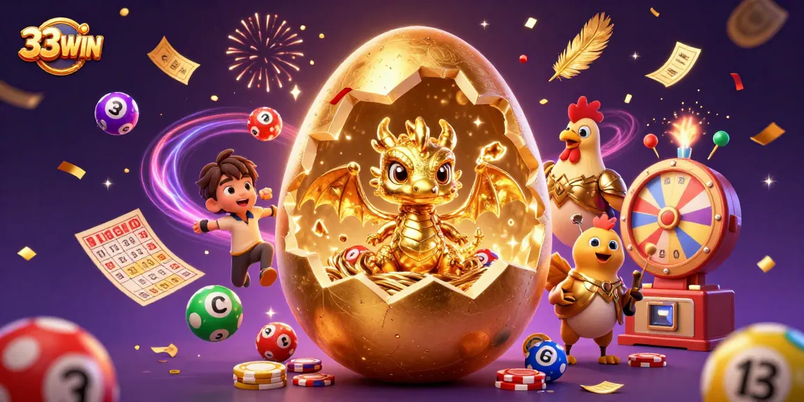 Engage at 33WIN with a vibrant dragon and golden gambling elements bursting with excitement.