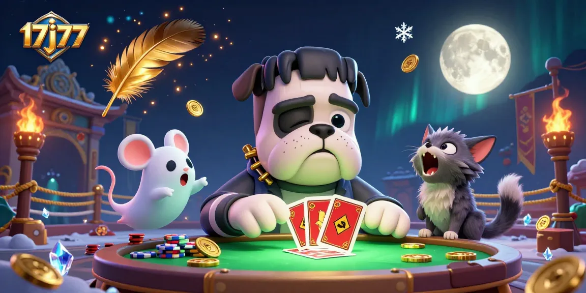 Engage with 17j77's thrilling casino scene featuring dynamic characters and gambling elements.