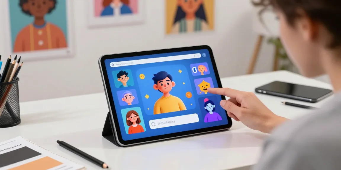 Dynamic scene of user interacting with slut ai chatbot in a colorful digital studio.