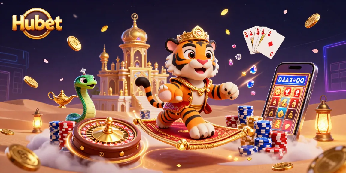 Spin the slots at Hubet Casino, surrounded by treasures and magical figures.