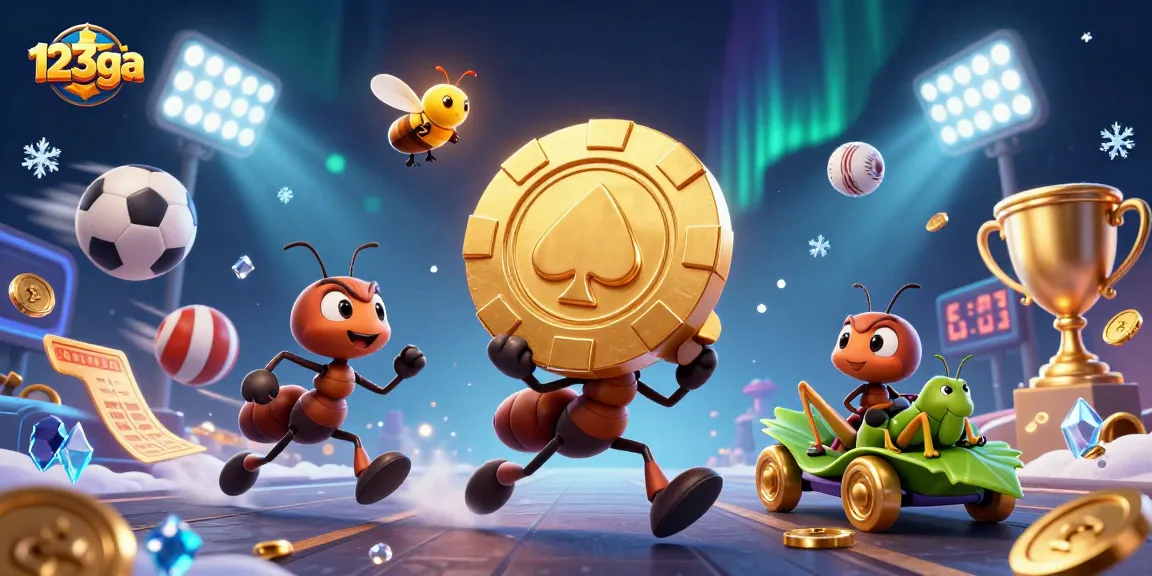 Engage with 123ga as ants execute a heist, showcasing a vibrant casino scene filled with dynamic sports elements.