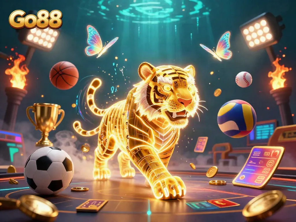 Experience thrilling wins at Go88 with an electrifying digital casino scene showcasing vibrant characters and action.