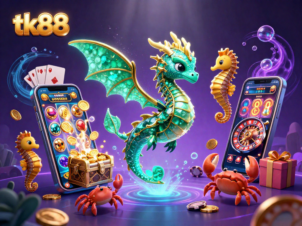 Experience the excitement of tk88 slots with a vibrant 3D underwater casino scene
