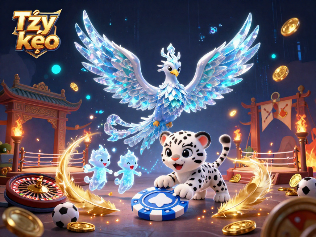 Bet on the Tỷ lệ kèo with an ice phoenix and vibrant betting scene.