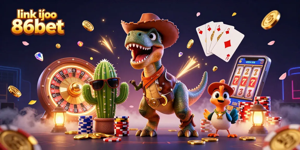 Win big with link vào 86bet at a vibrant online casino featuring a cowboy dinosaur and friends.
