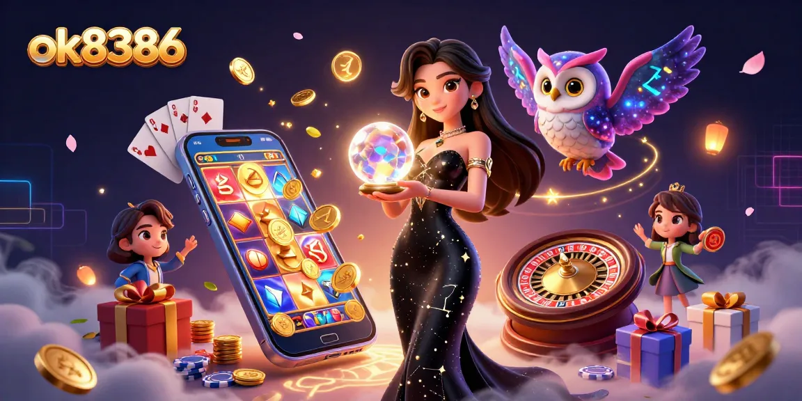 Engage with the vibrant gameplay at ok8386, featuring a mystical scene of fortune and fun.