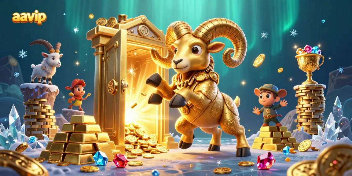 Play with aavip at an exciting casino filled with golden treasures and vibrant gaming elements.