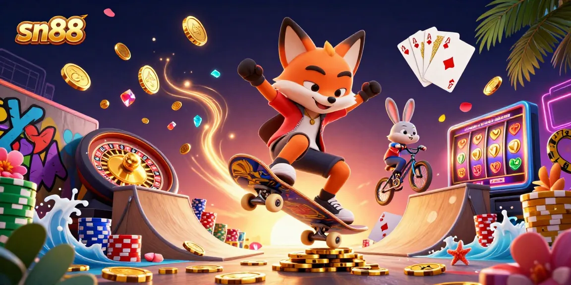 Experience the excitement of sn88 casino gaming with vibrant characters and dynamic casino elements.