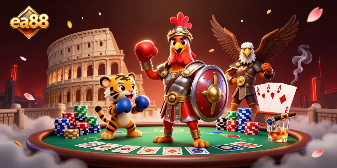 Experience the excitement of ea88 with dynamic casino elements and engaging characters in a vibrant 3D scene.