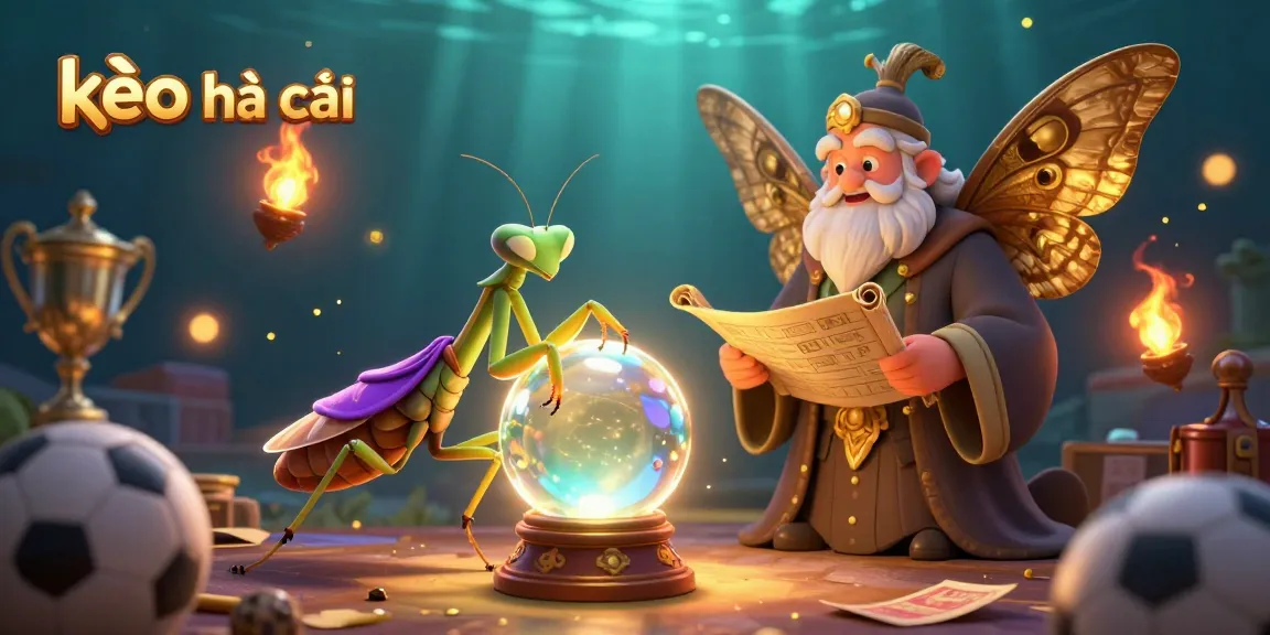 Engage with kèo nhà cái through an animated scene featuring characters from a mystical realm surrounded by sports betting elements.