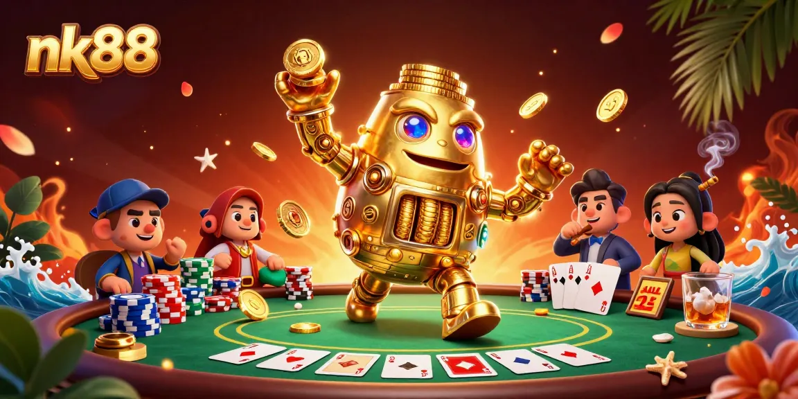 Engage in thrilling gameplay with nk88, showcasing a dynamic casino scene full of winning excitement.