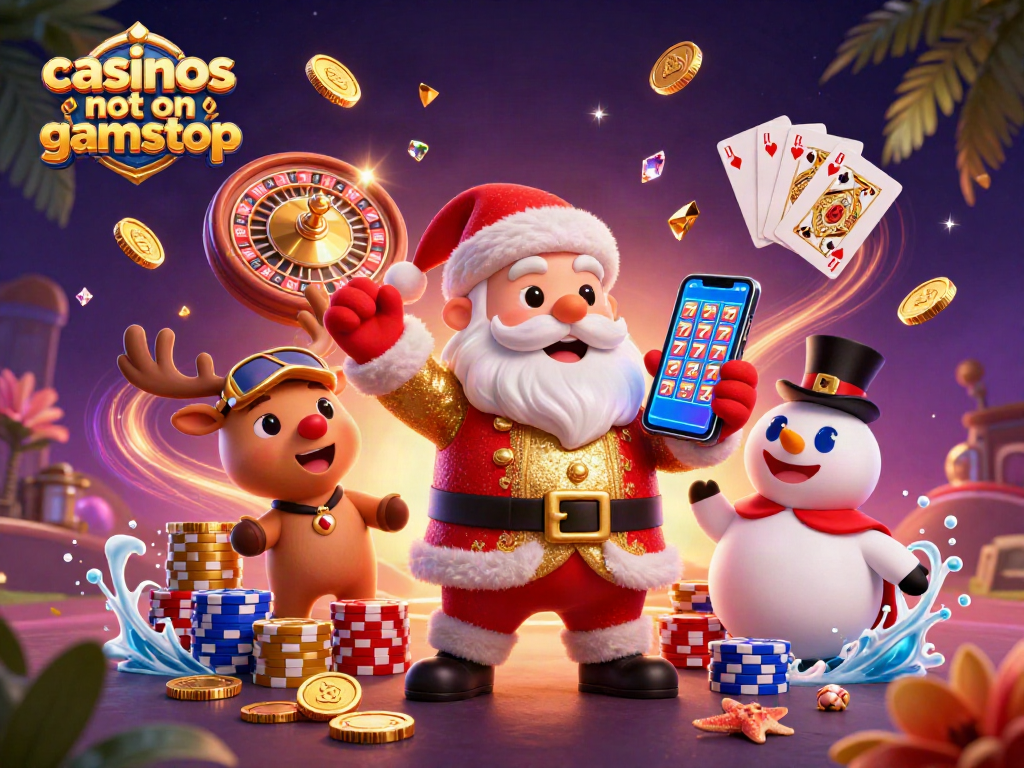 Experience the excitement of casinos not on gamstop with Santa and friends in a vibrant winners' scene.