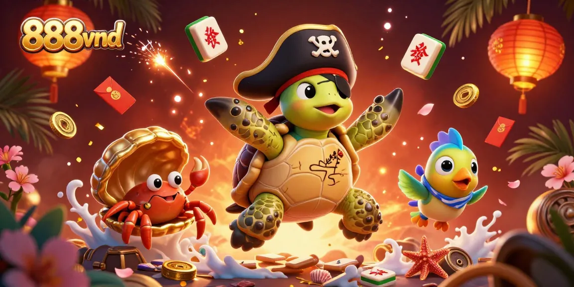 Experience thrilling gaming excitement at 888vnd with vibrant treasure-filled illustrations.