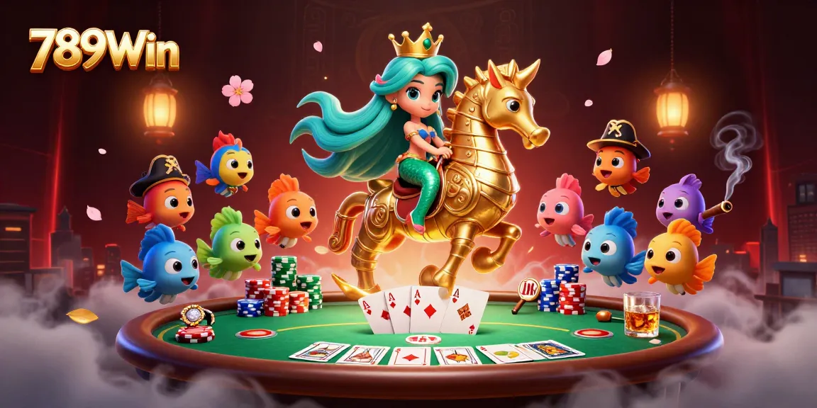 Experience vibrant gameplay at 789Win with a mermaid princess and seahorse in action.