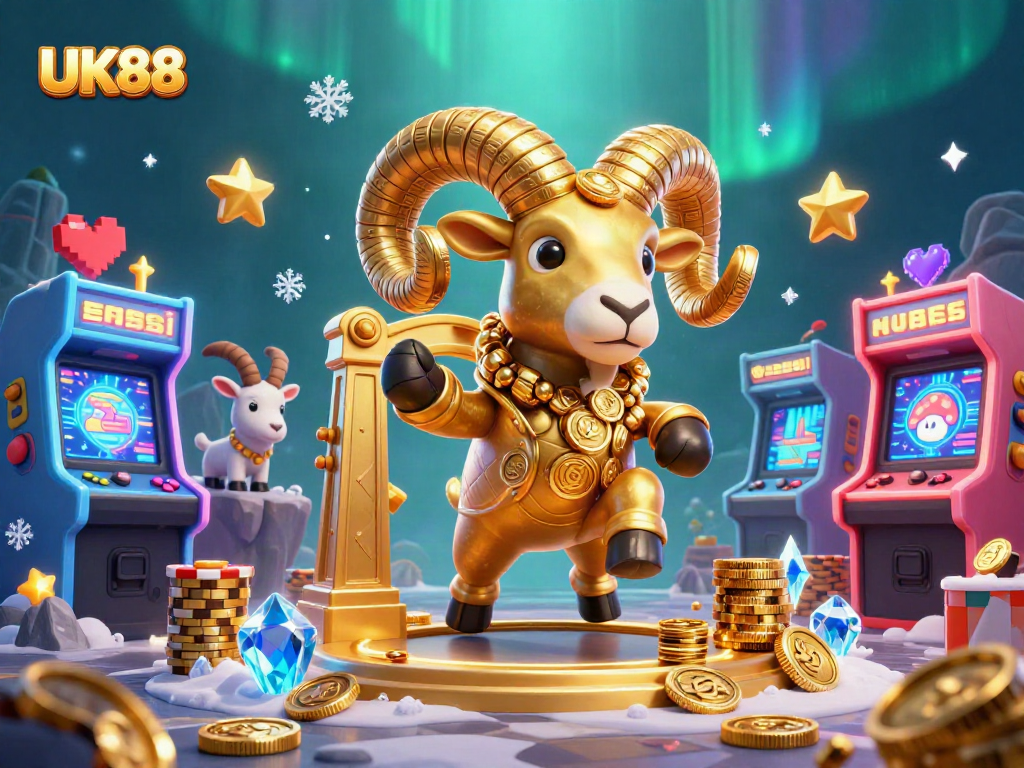 Experience exhilarating gaming action with UK88 at the vibrant casino arena, filled with colorful game elements!