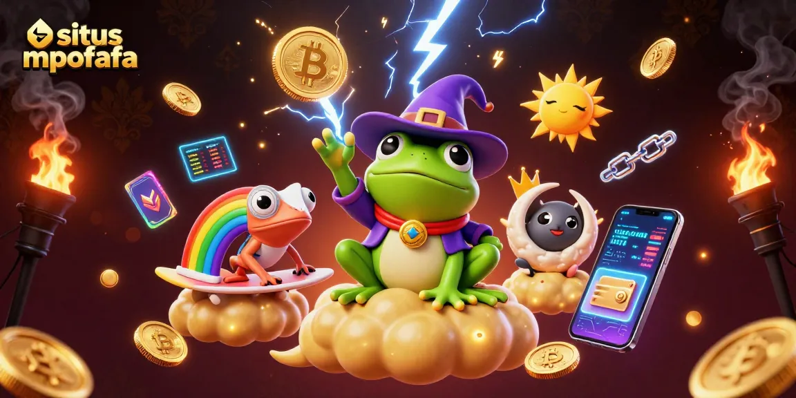 Experience vibrant gameplay at situs mpofafa with golden coins and crypto gaming elements in an animated casino scene.