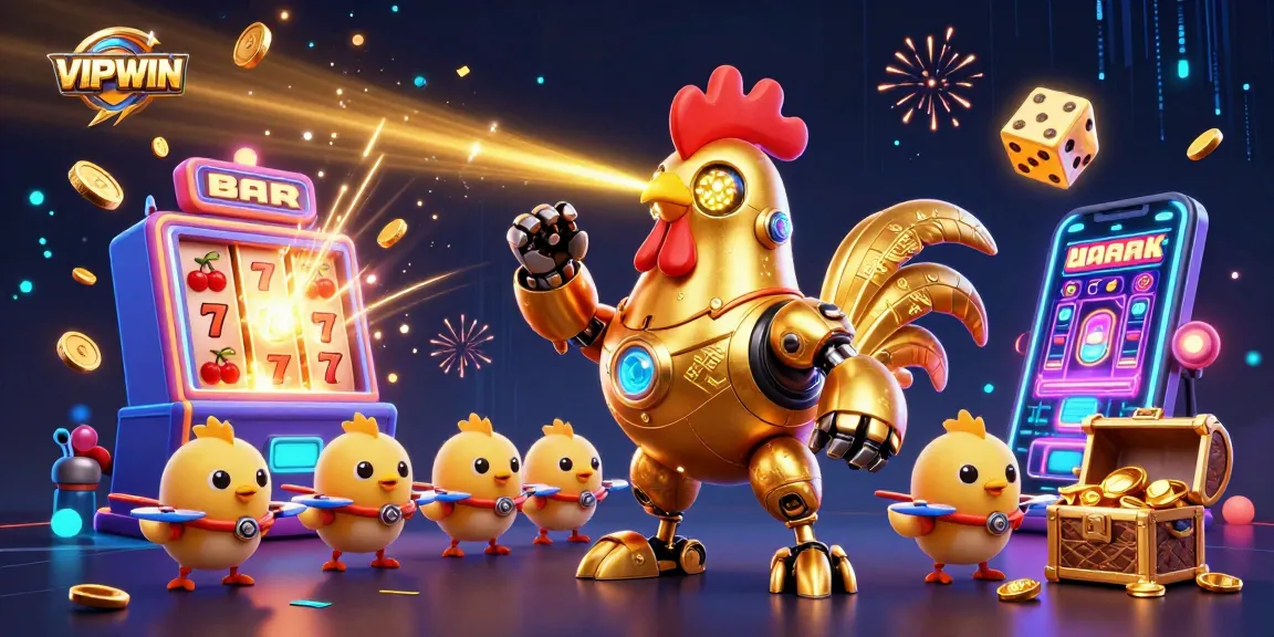 Experience the excitement of VIPWIN with this vibrant 3D scene showcasing thrilling casino elements.