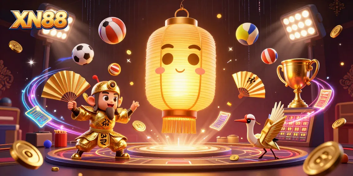 Experience the vibrant XN88 casino ambiance with a dynamic 3D illustration of gaming excitement.