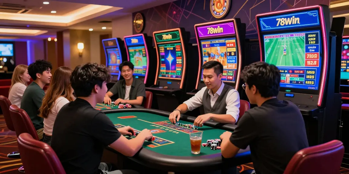 Exciting online gaming scene at 78win with players enjoying live dealer interactions and vibrant casino atmosphere.