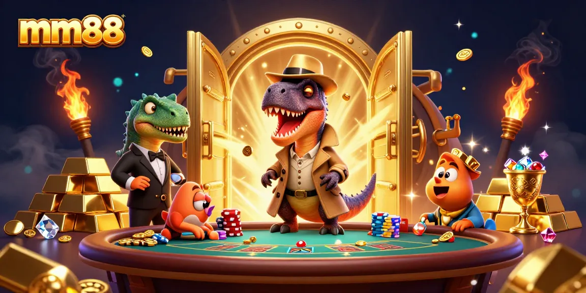 Engage in thrilling casino action at mm88 with a velociraptor card counter and stunning treasures.