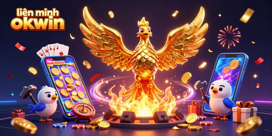 Experience the vibrant action of liên minh okwin with a golden phoenix and exciting casino elements.